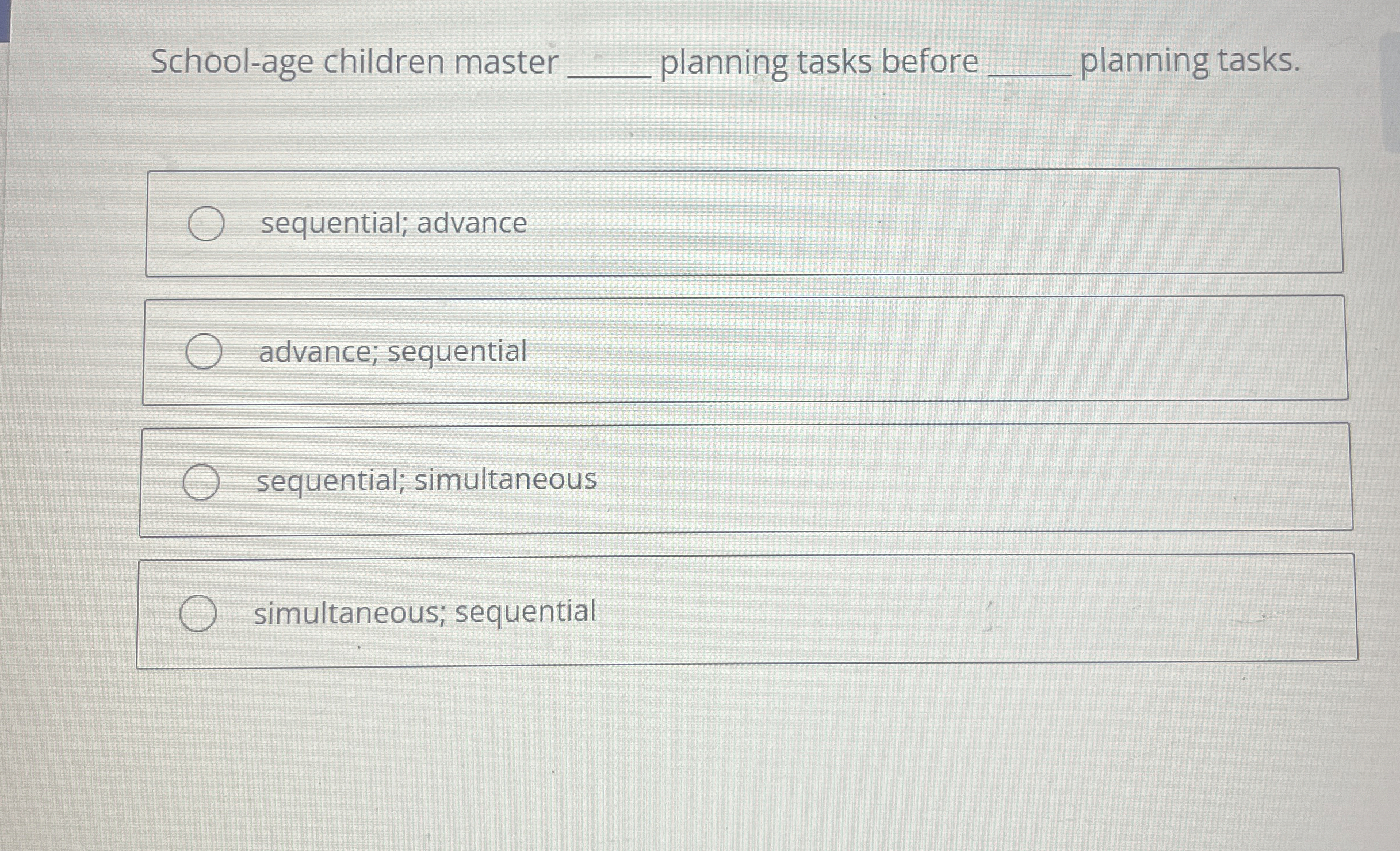 School - age children master q , planning tasks