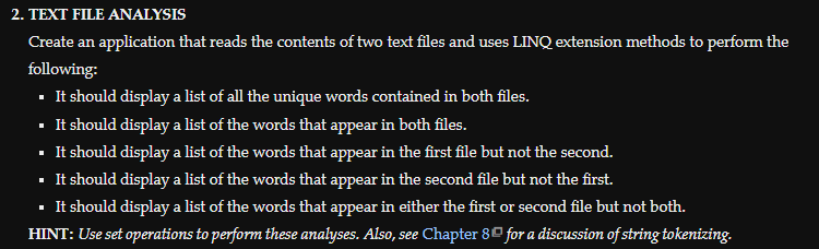 TEXT FILE ANALYSIS Create an application using C#