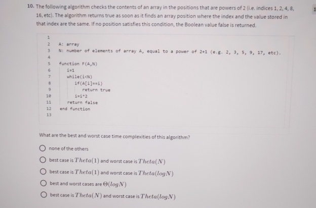 The following algorithm checks the contents of an