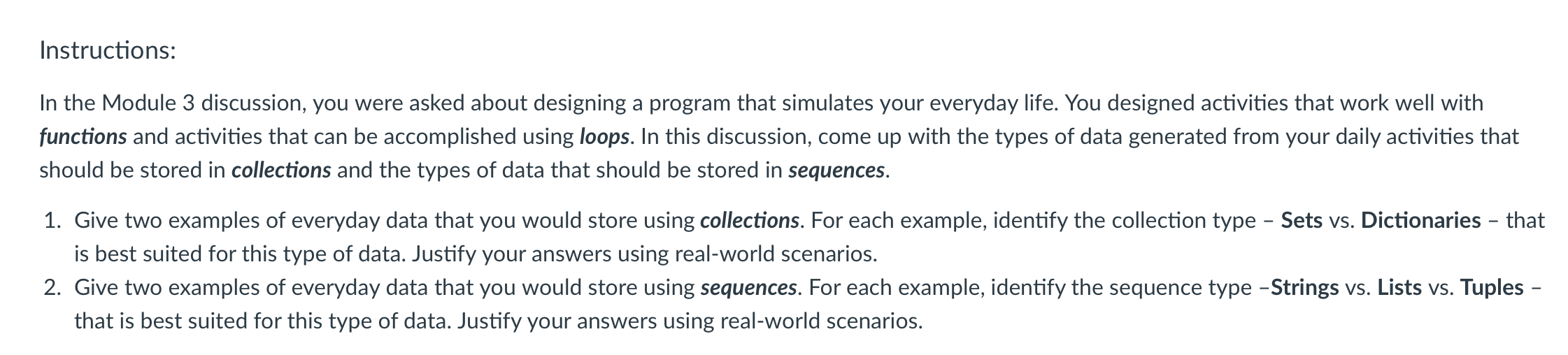 Instructions: In the Module 3 discussion, you