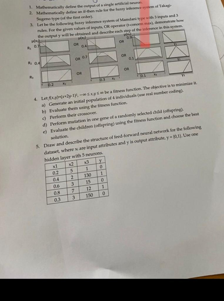 Mathematically define the output of a single