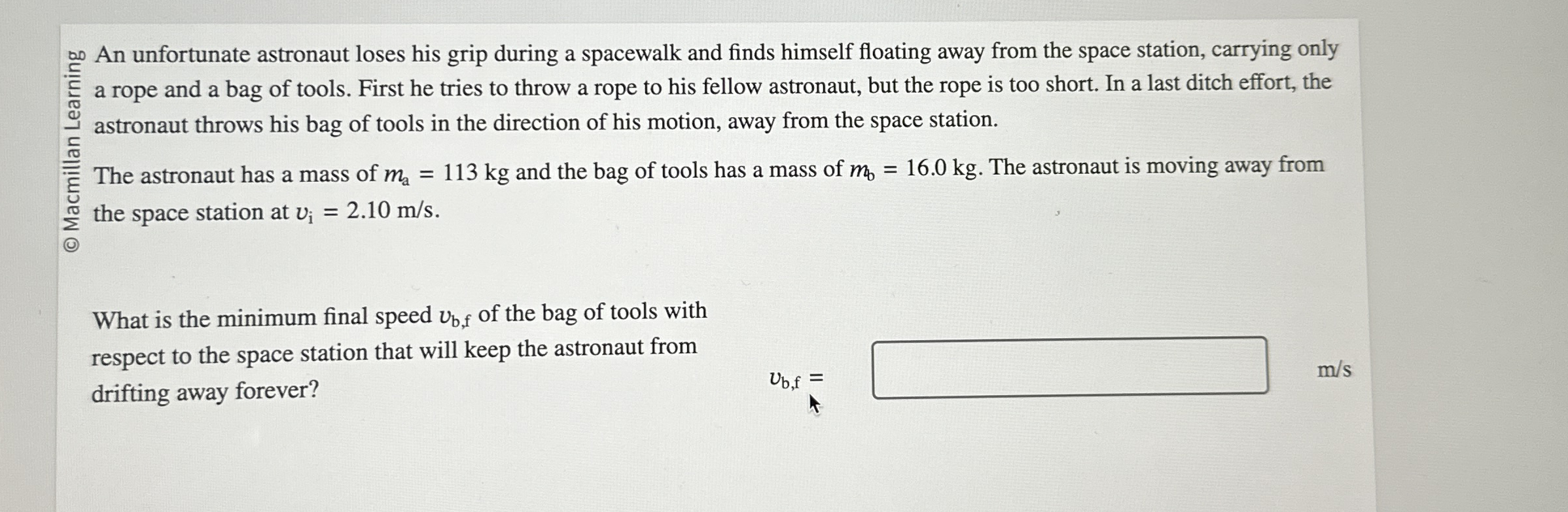 An unfortunate astronaut loses his grip during a