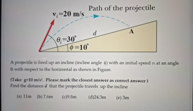 Path of the projectile A projectile is fired up
