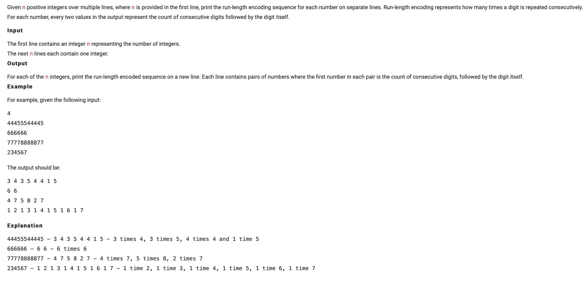 Given n positive integers over multiple lines,