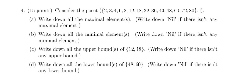 ( 1 5 points ) Consider the poset , | ) . ( a )