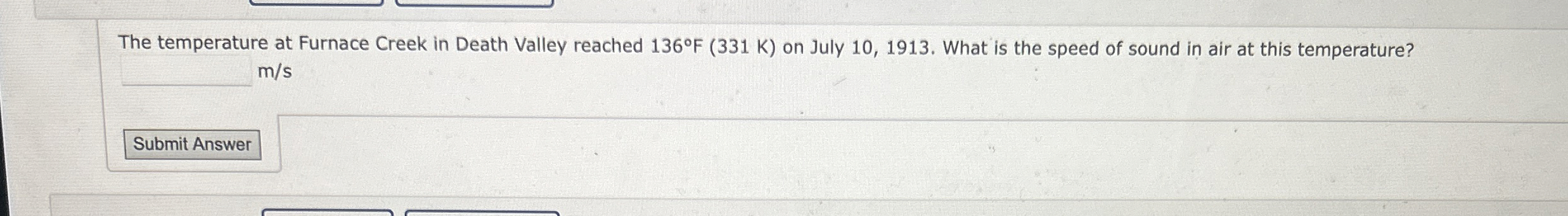 The temperature at Furnace Creek in Death Valley