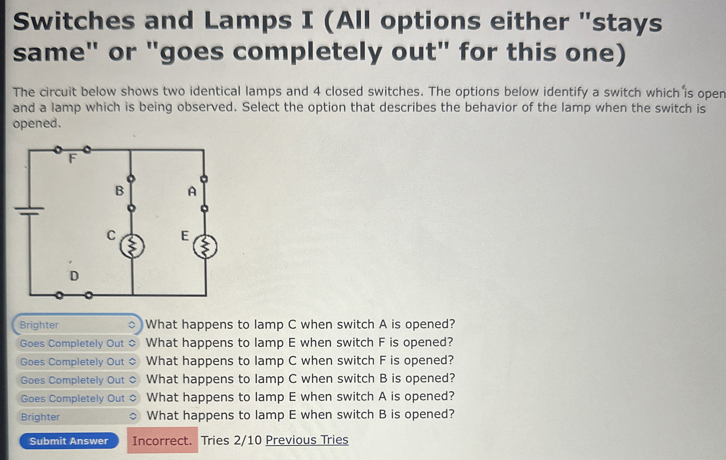 Switches and Lamps I ( All options either "stays