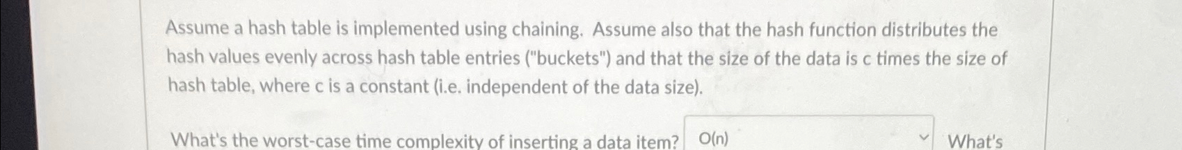 Assume a hash table is implemented using