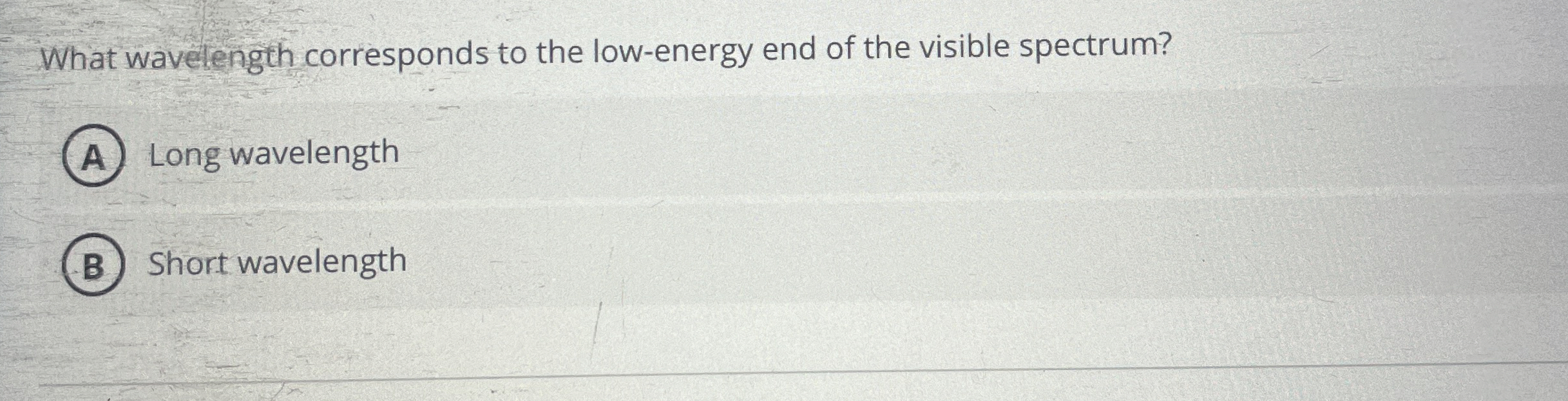 What wavelength corresponds to the low - energy