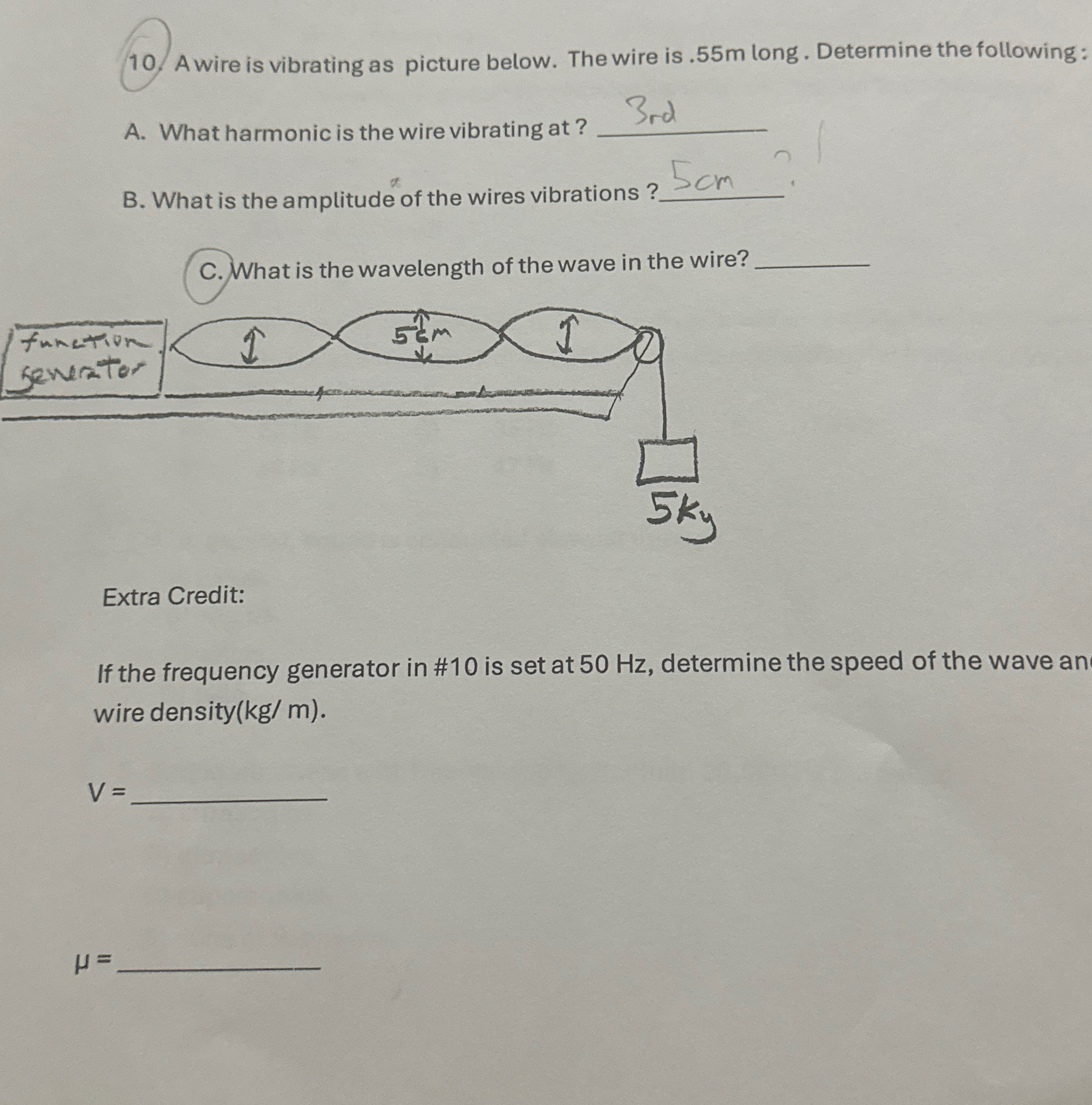 A wire is vibrating as picture below. The wire is
