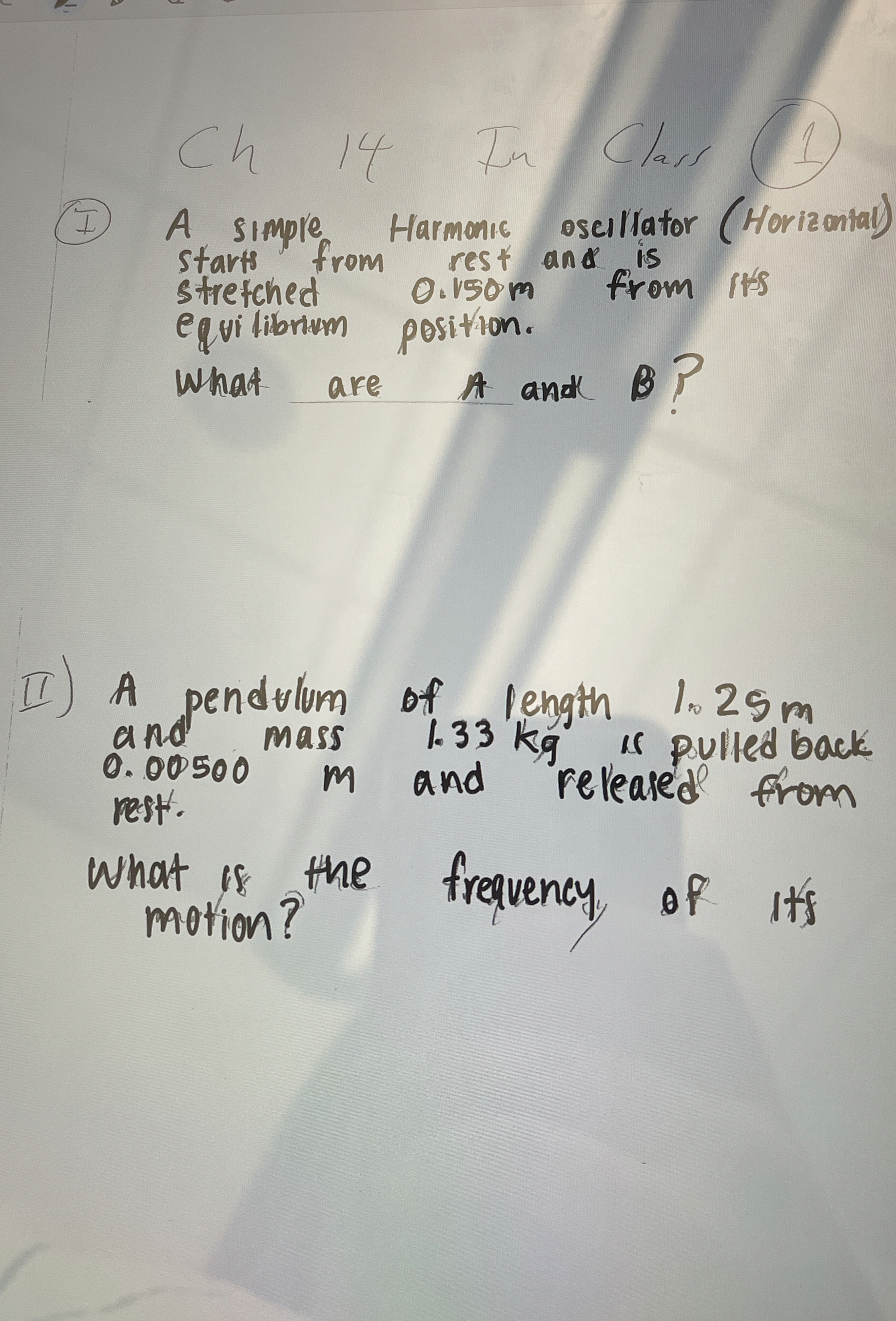 Ch 1 4 In Class ( 1 ) ( I ) A simple Harmence