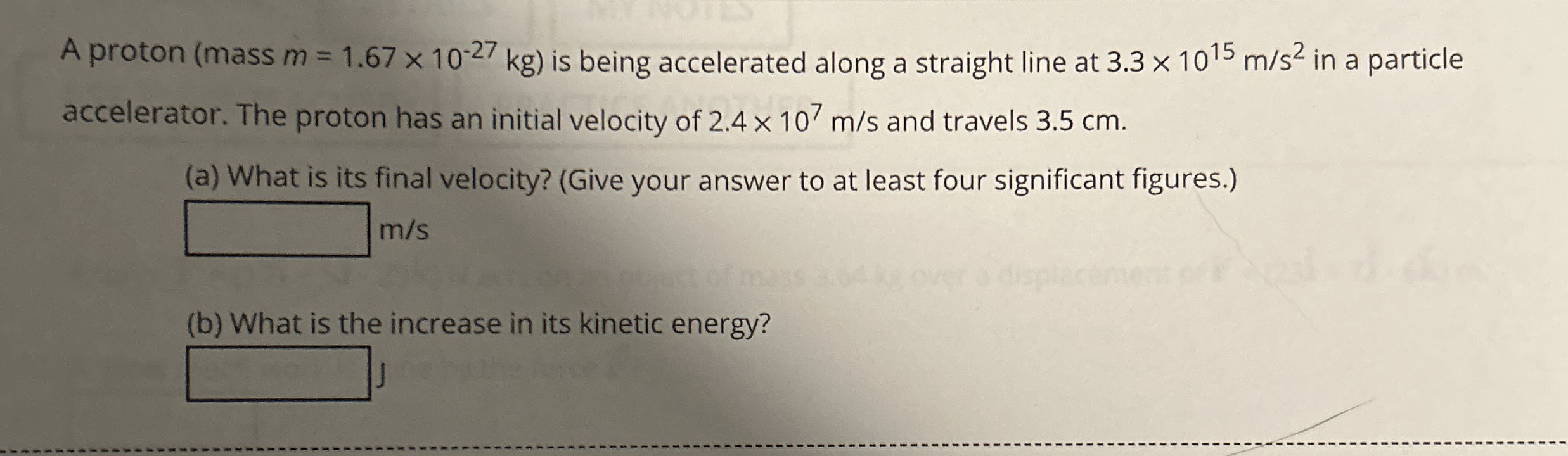 A proton ( mass m = 1 . 6 7 1 0 - 2 7 k g ) is
