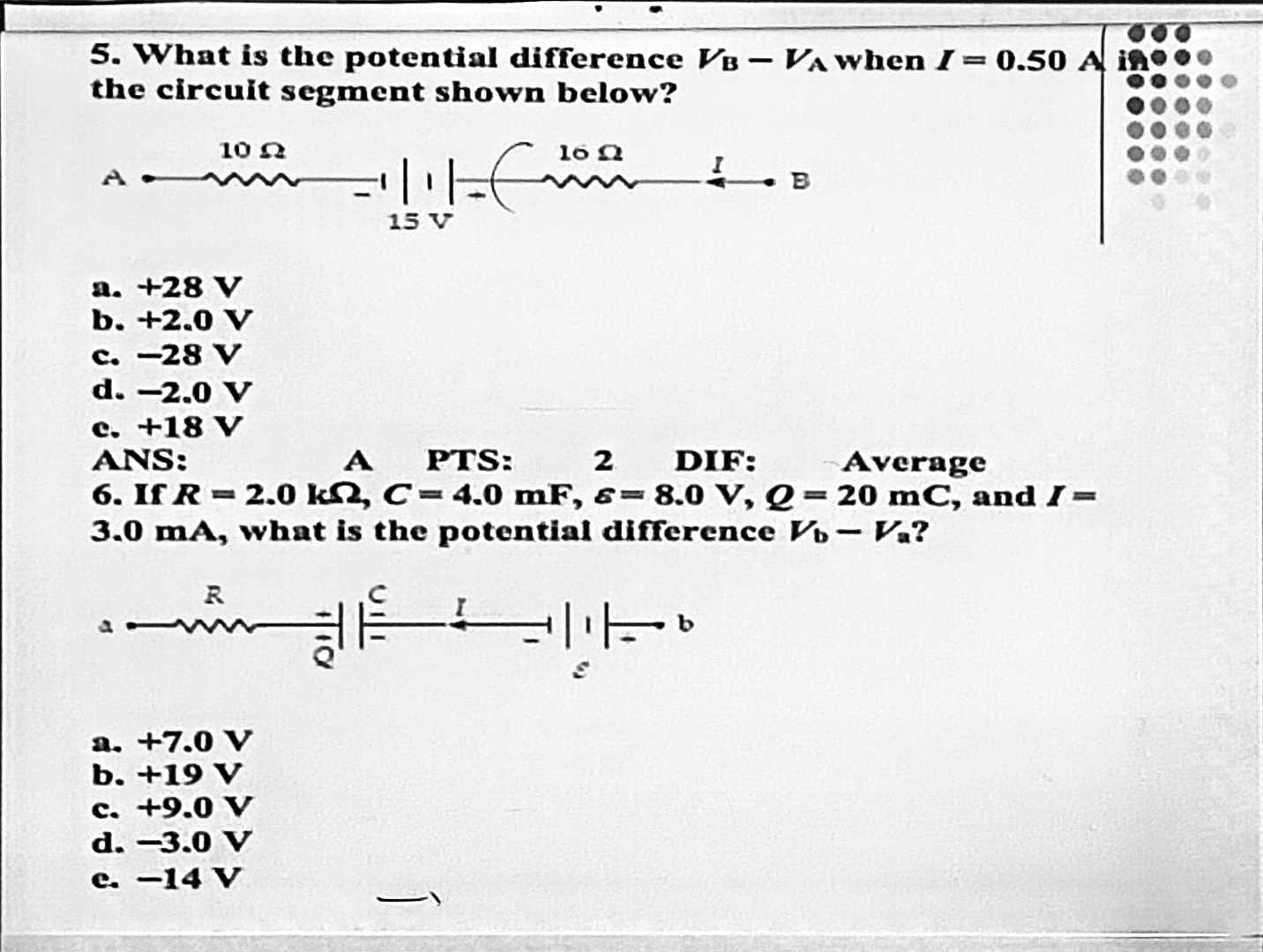 What is the potential difference V B - V A when I