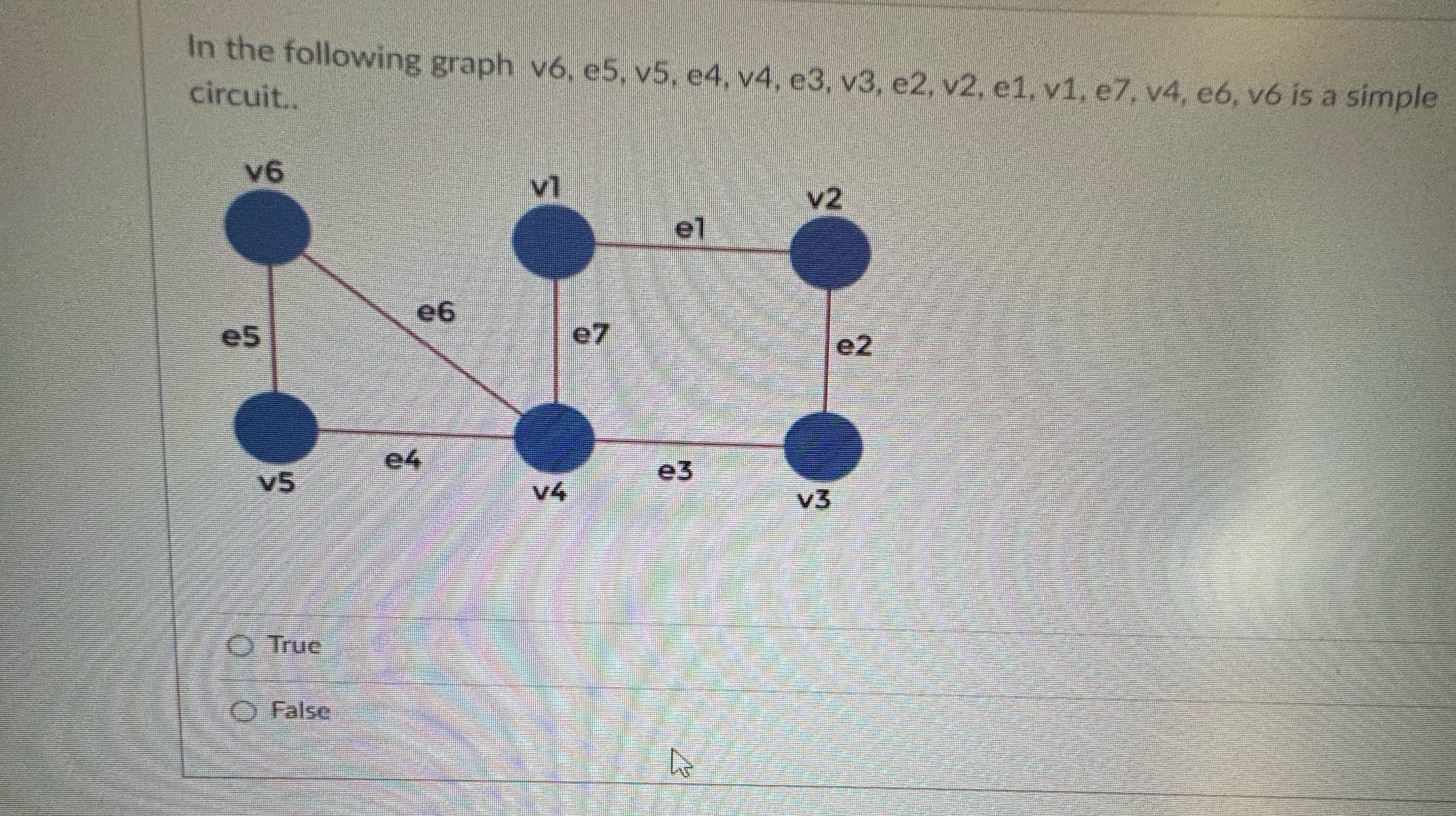 In the following graph v 6 , e 5 , v 5 , e 4 , v
