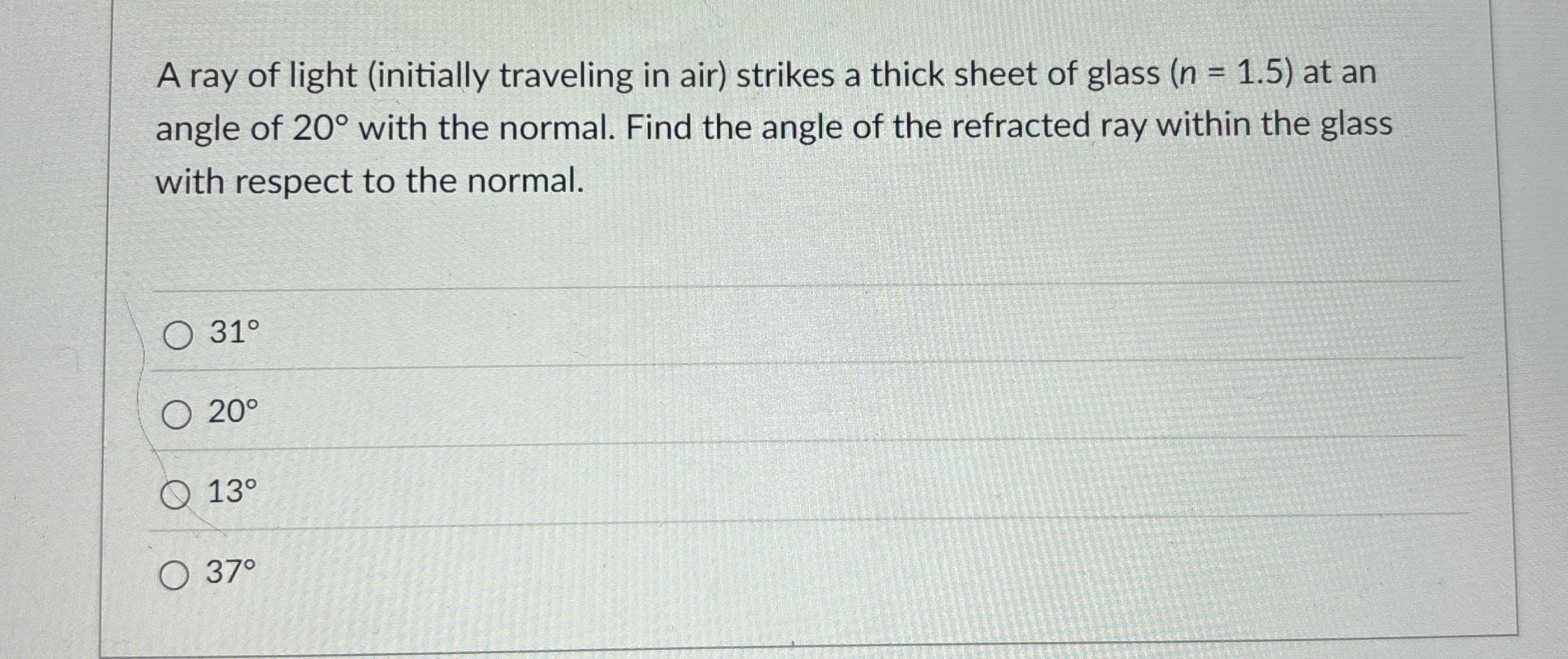 A ray of light ( initially traveling in air )