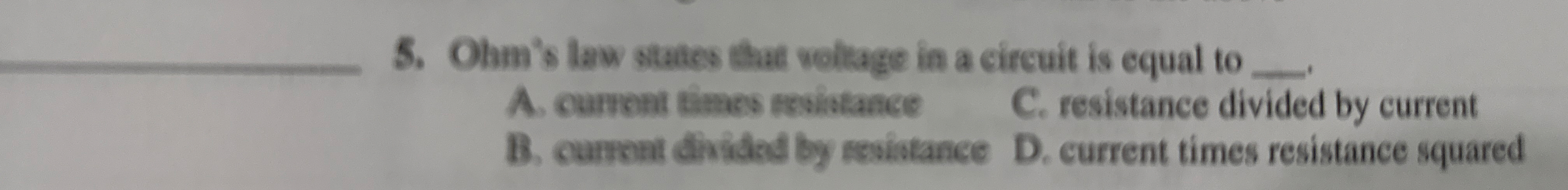 Ohm's law states that veltage in a circuit is