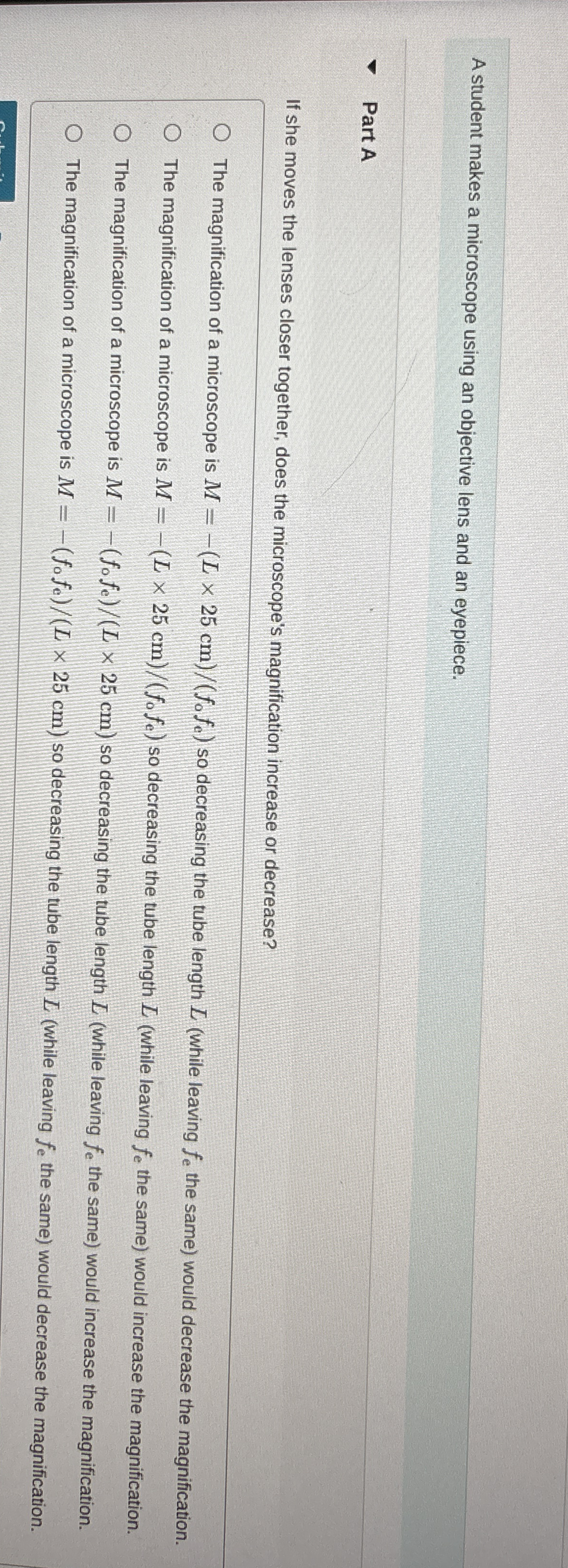 A student makes a microscope using an objective