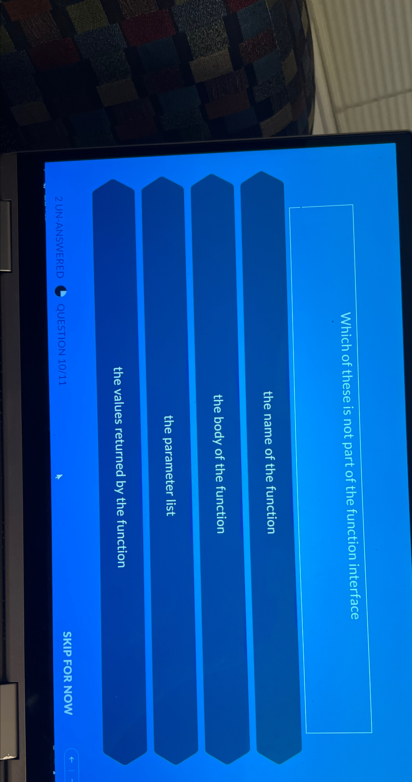 Which of these is not part of the function