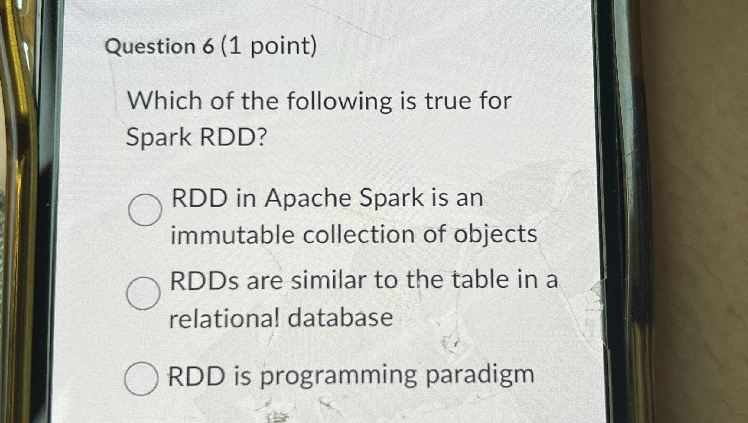 Question 6 ( 1 point ) Which of the following is