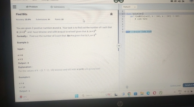 0 0 : 0 1 : 4 5 : 3 6 Problem 9 . Submissions