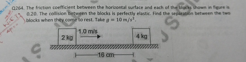 Q 2 6 4 . The friction coefficient between the