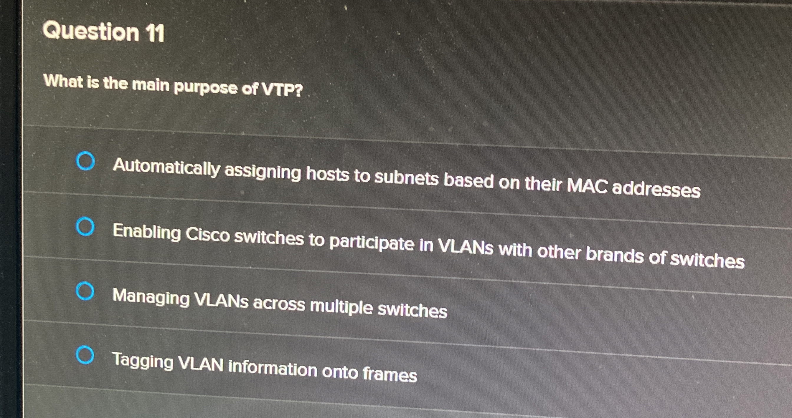 Question 1 1 What is the main purpose of VIP?