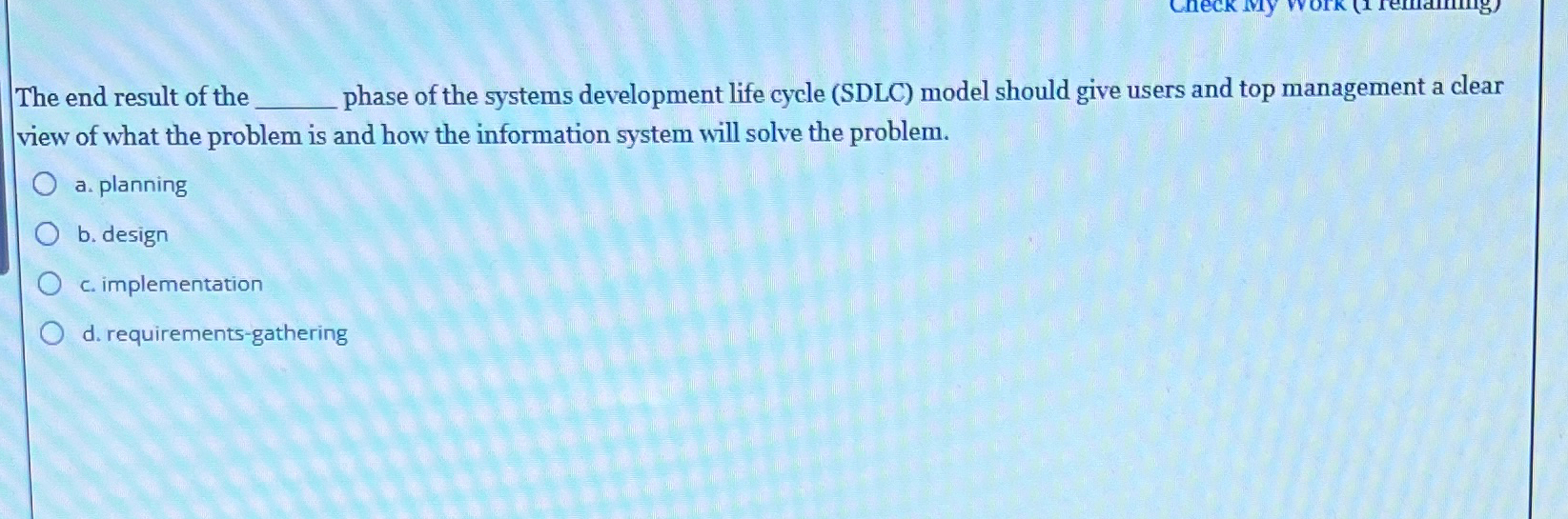 The end result of the phase of the systems