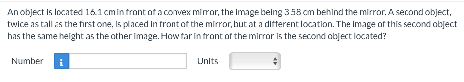 An object is located 1 6 . 1 cm in front of a