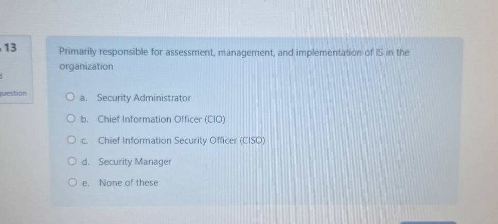 1 3 Primarily responsible for assessment,