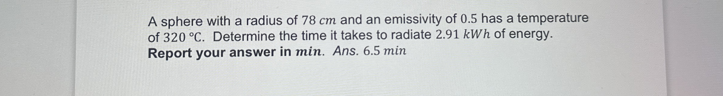 A sphere with a radius of 7 8 cm and an