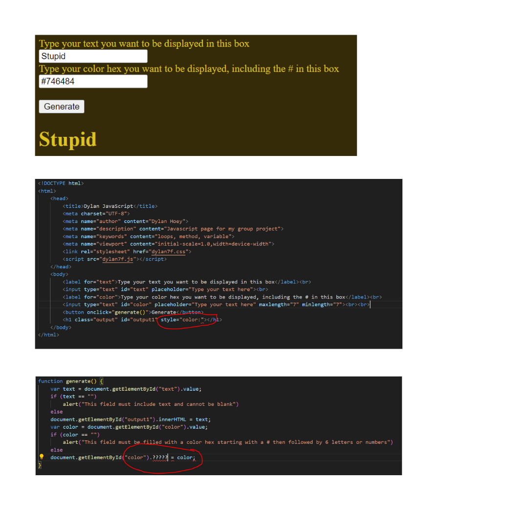 I ' m trying to get a user input for colorhex to