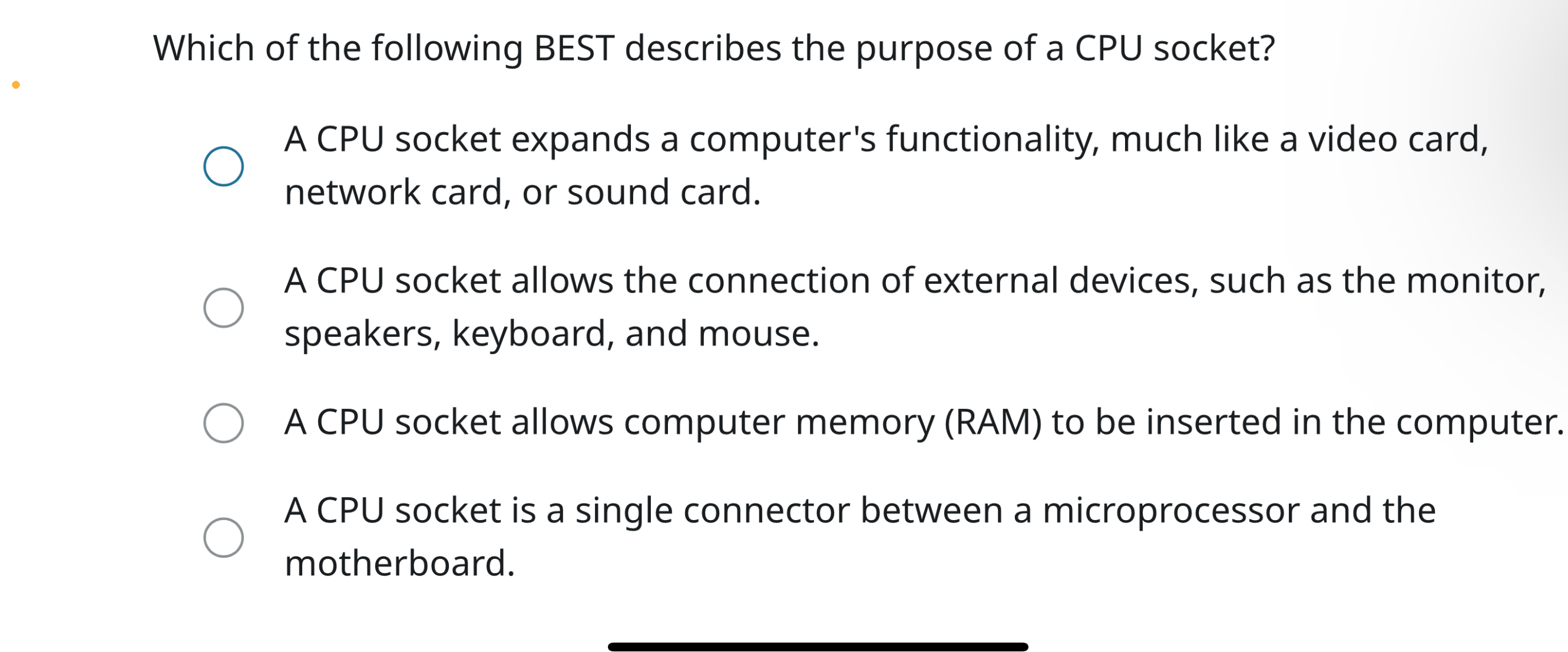 Which of the following BEST describes the purpose