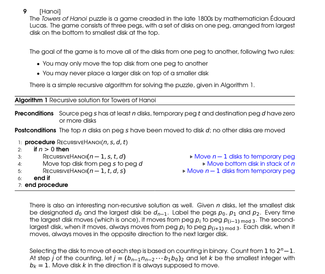 9 [ Hanoi ] The Towers of Hanoi puzzle is a game