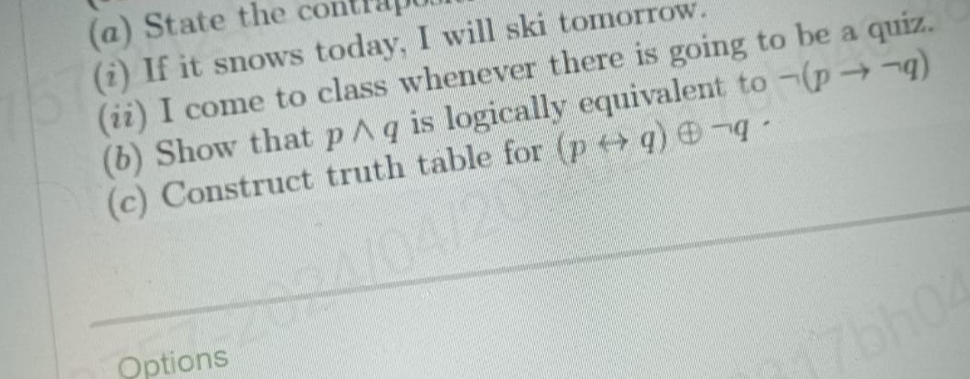 Construct truth table for ( p h a r r q ) o +