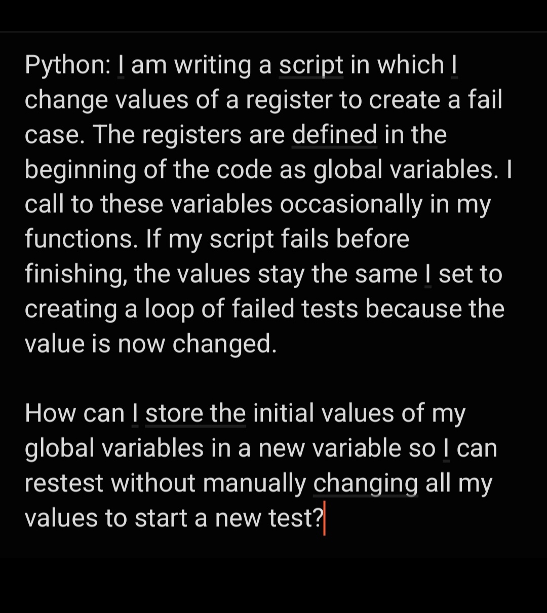Python: I am writing a script in which I change