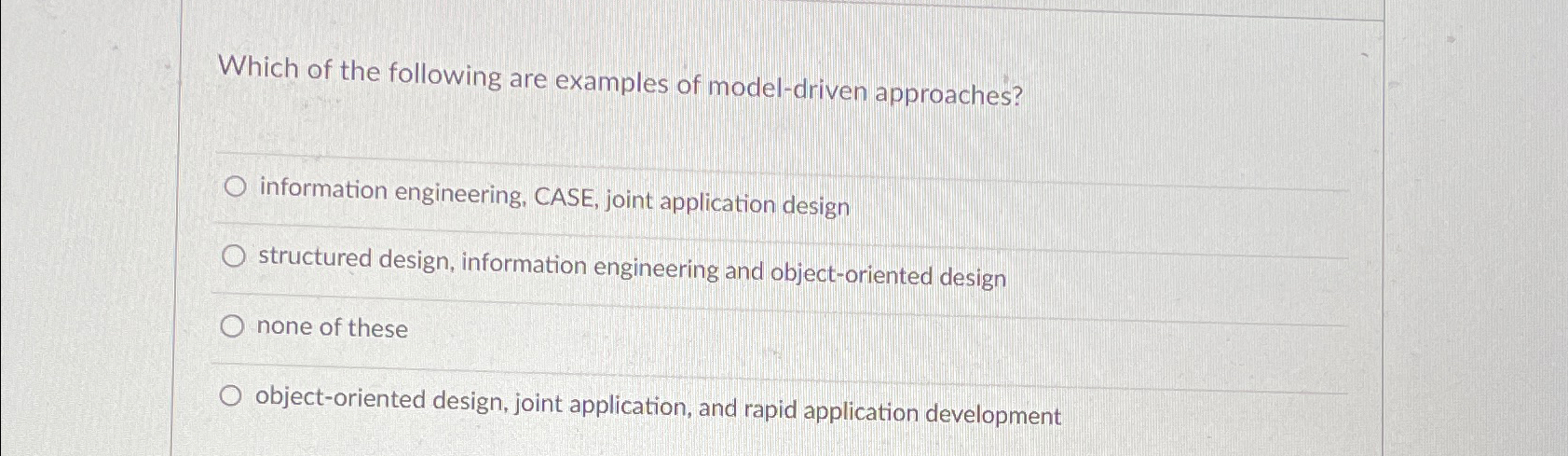 Which of the following are examples of model -