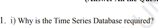 i ) Why is the Time Series Database required?