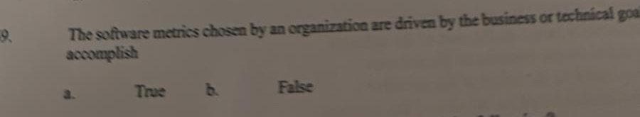 The sotware metries chosen by an organizatica are