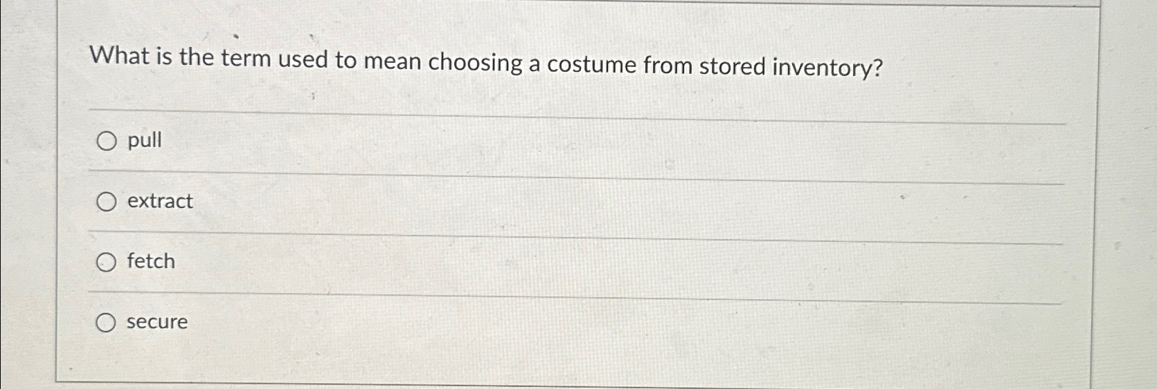 What is the term used to mean choosing a costume