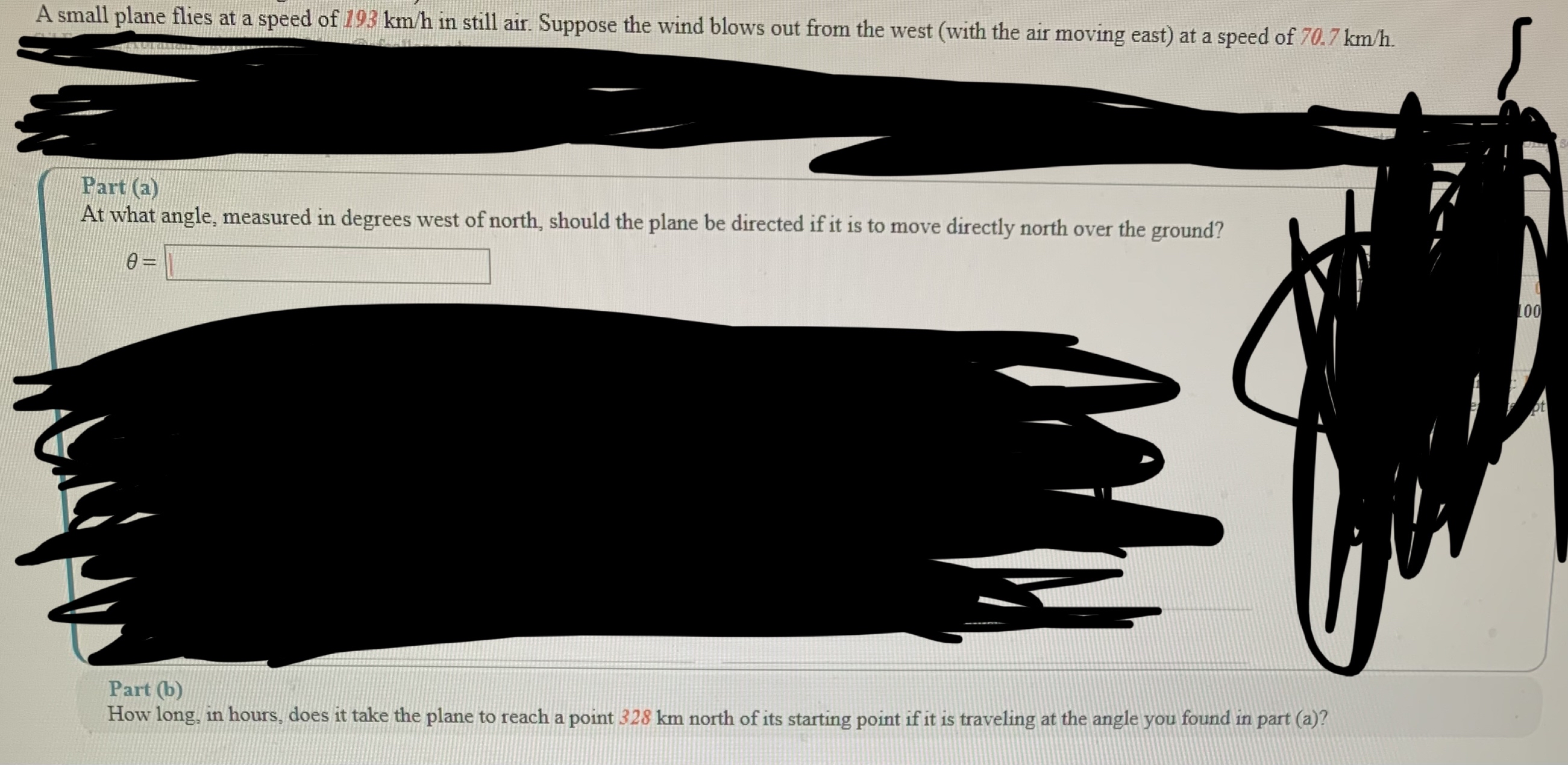 A small plane flies at a speed of 1 9 3 k m h in