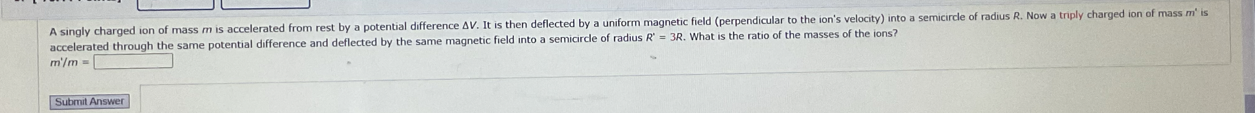 accelerated through the same potential difference