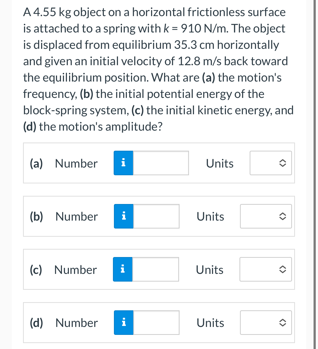A 4 . 5 5 kg object on a horizontal frictionless