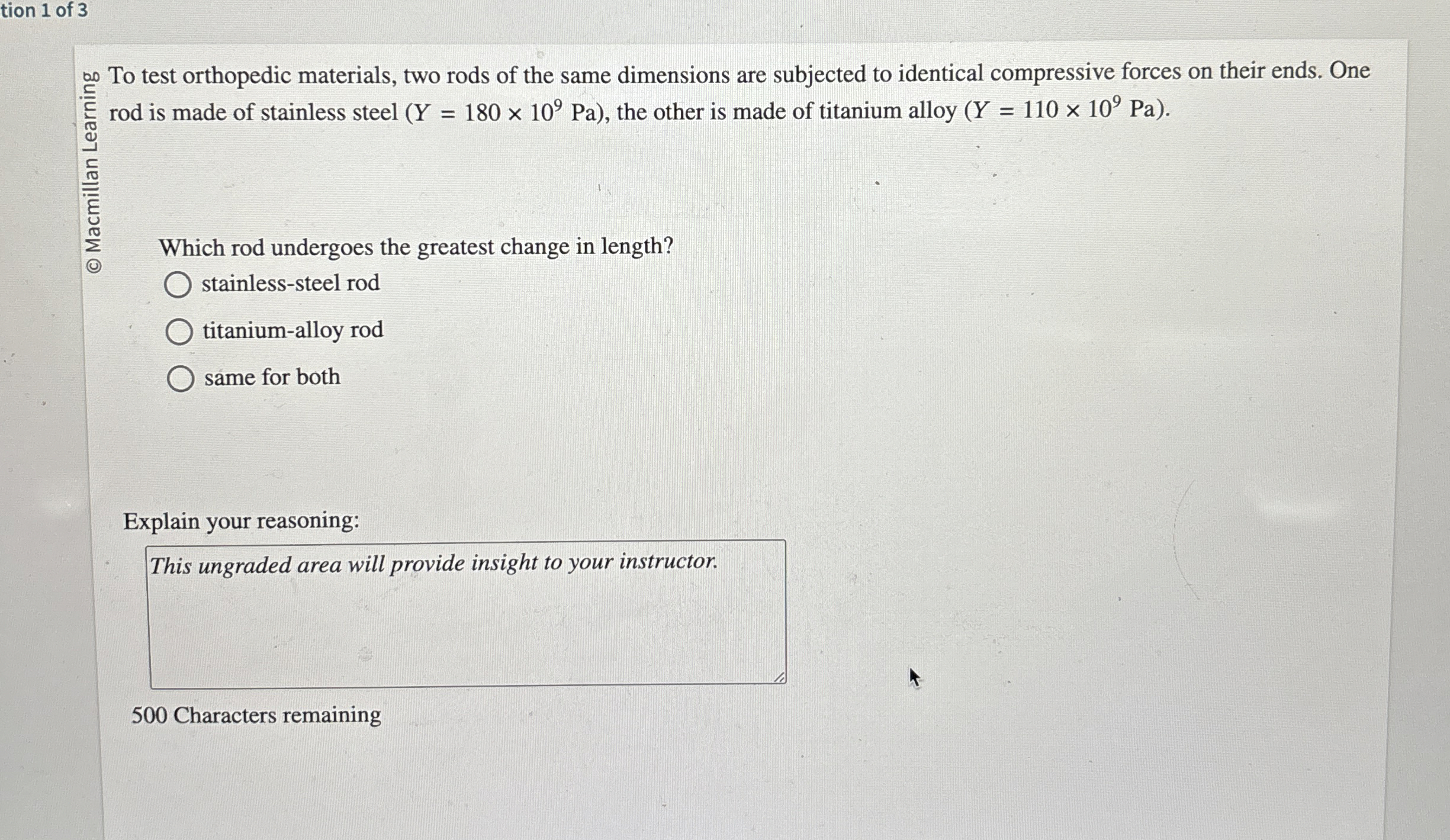 tion 1 of 3 Do test orthopedic materials, two