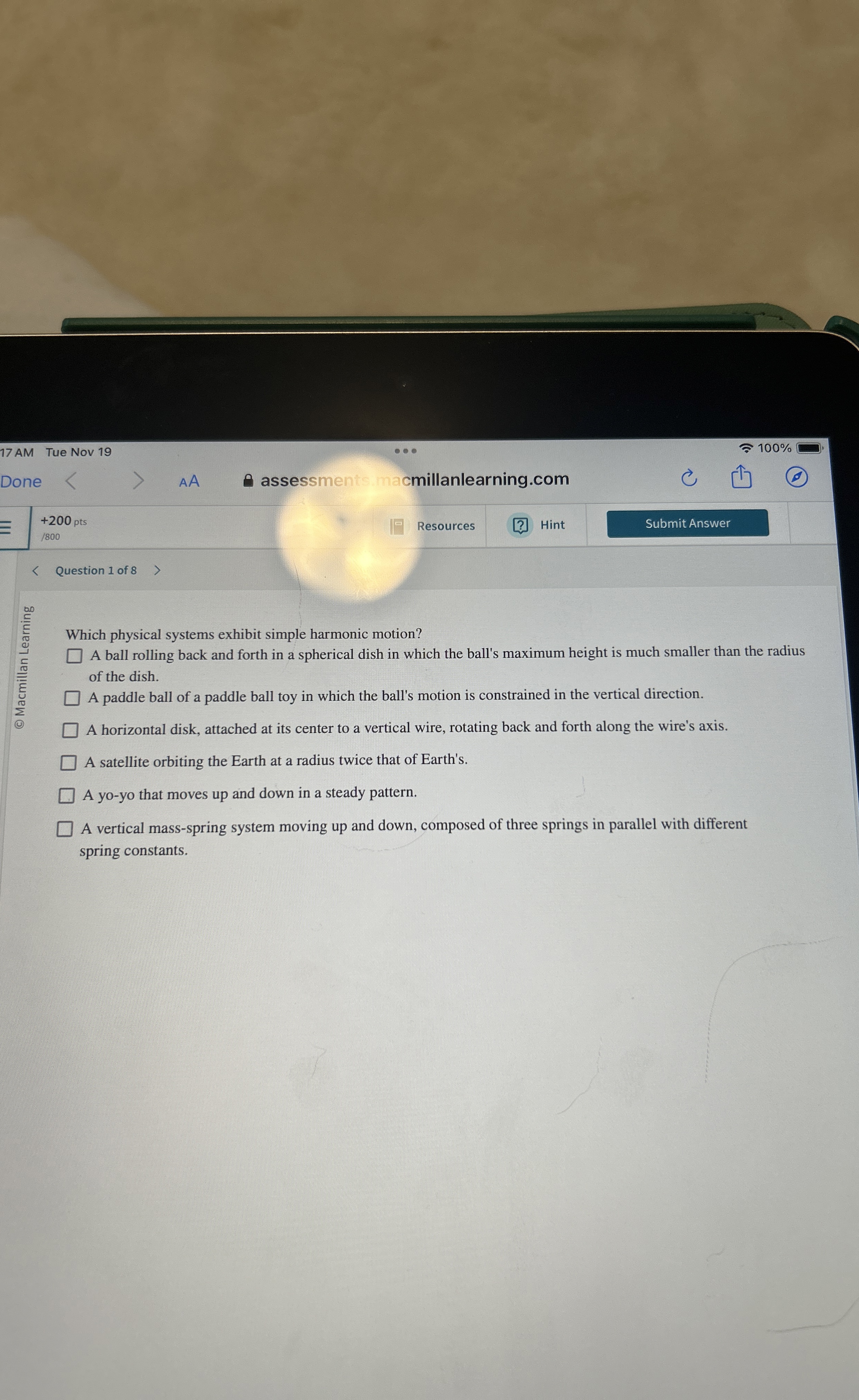 1 7 AM Tue Nov 1 9 1 0 0 % Done AA assessment