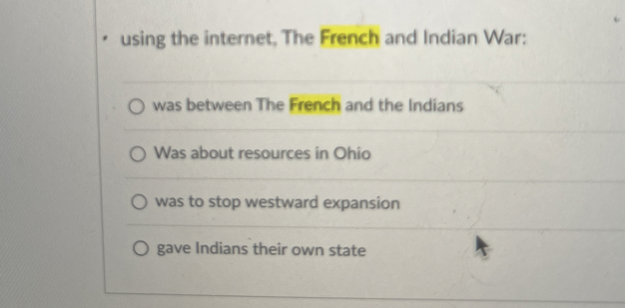 using the internet, The French and Indian War: