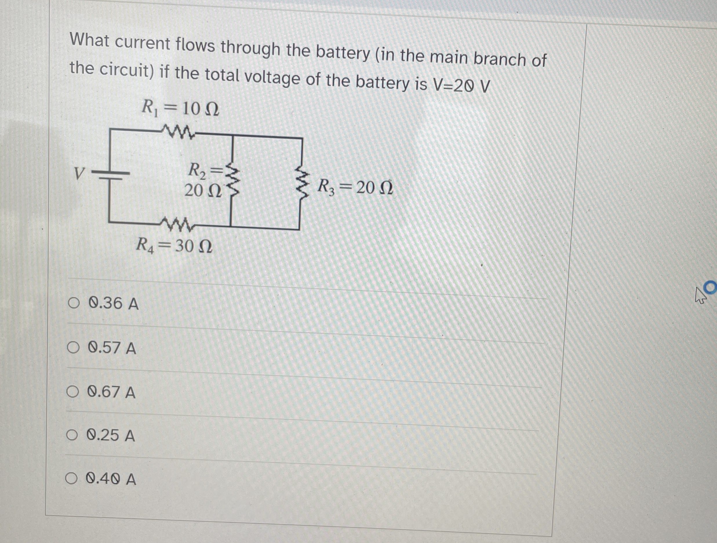 What current flows through the battery ( in the