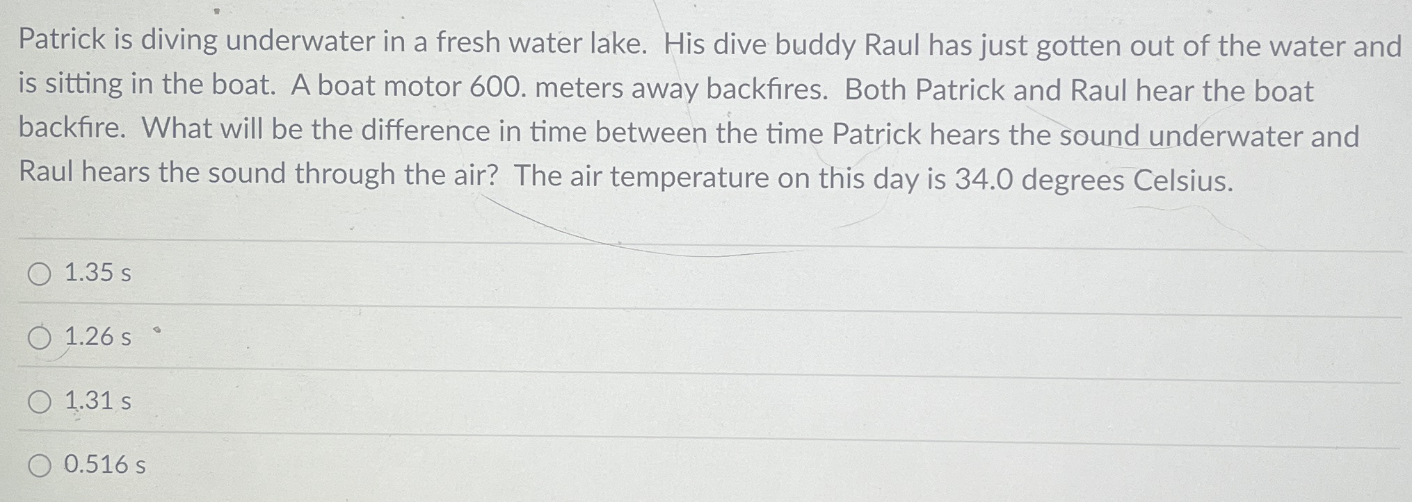 Patrick is diving underwater in a fresh water