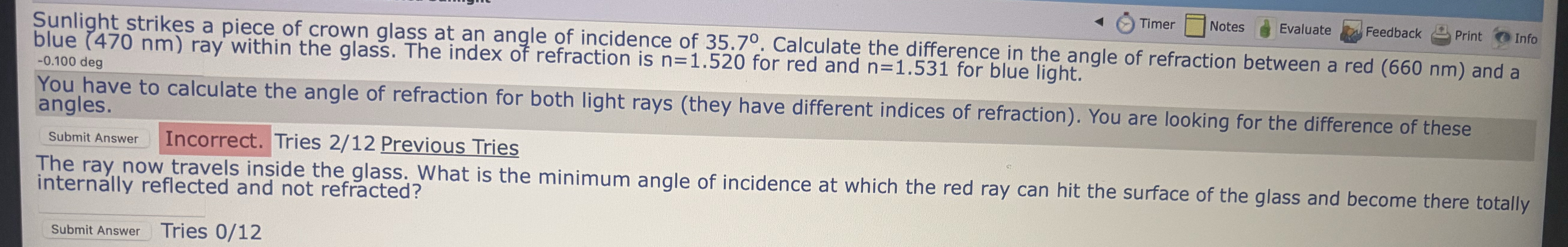 Sunlight strikes a piece of crown glass at an