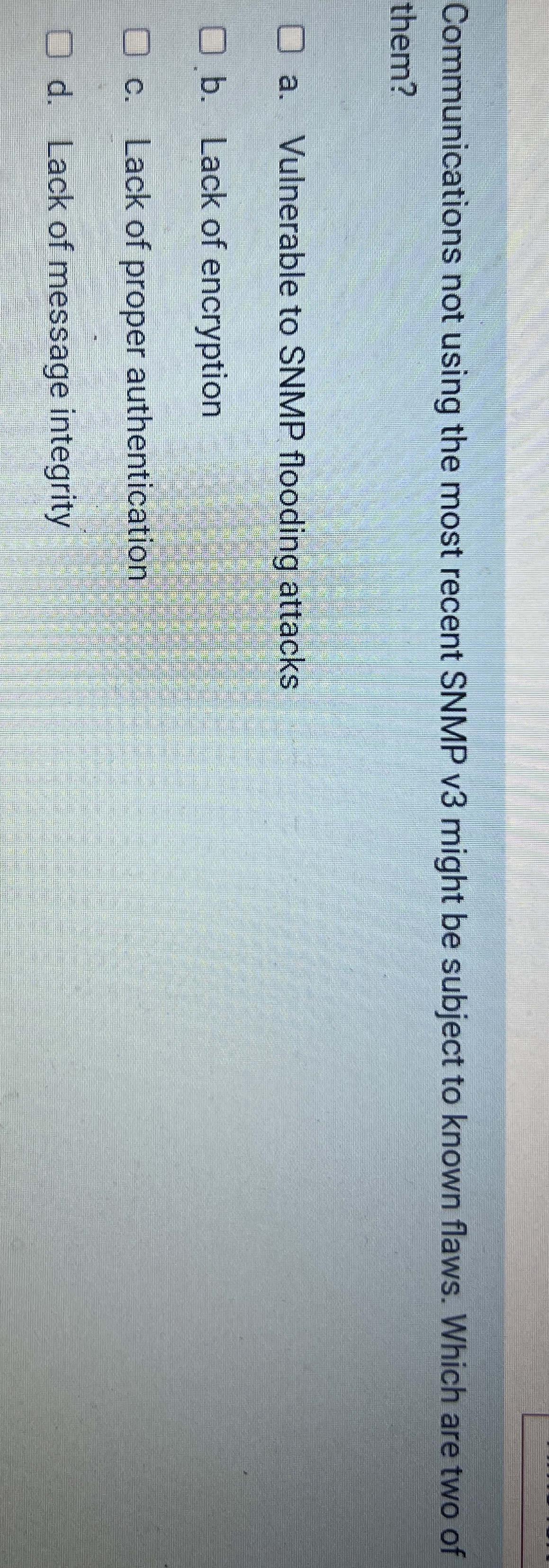 Communications not using the most recent SNMP v 3