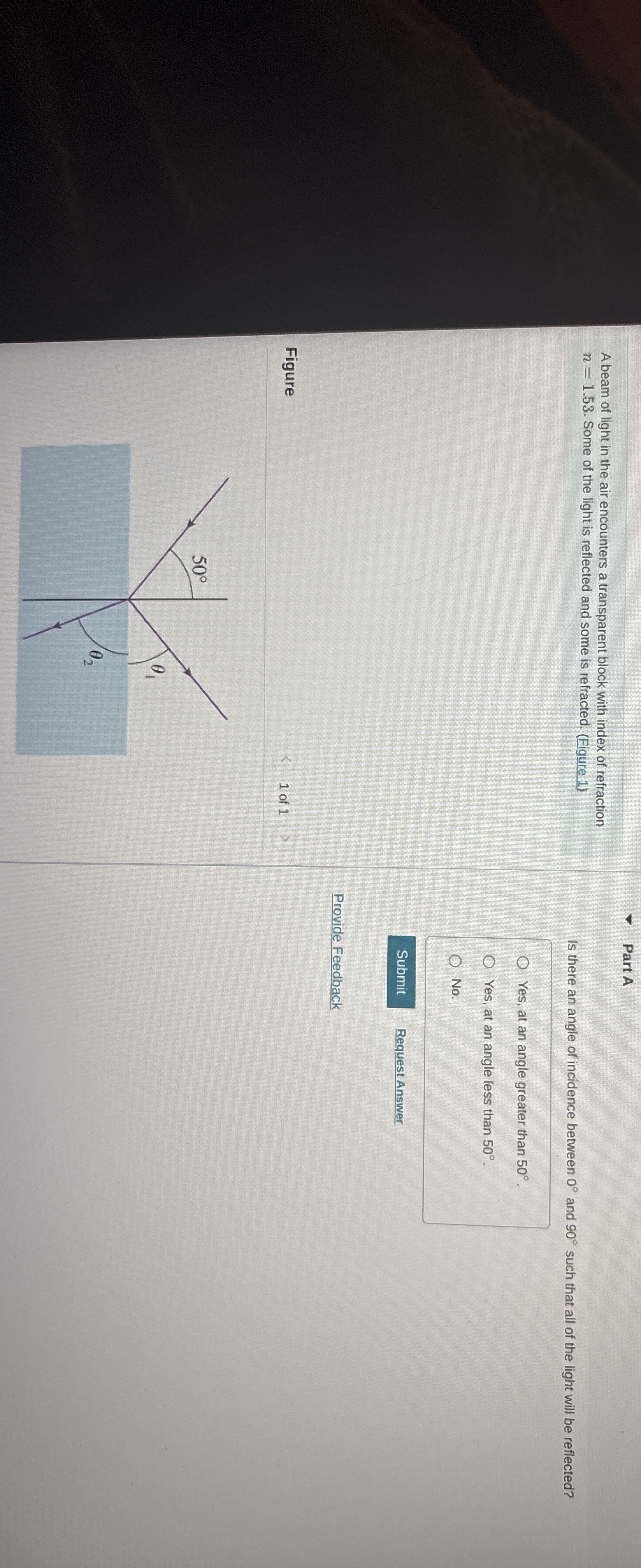 Is there an angle of incidence between 0 and 9 0